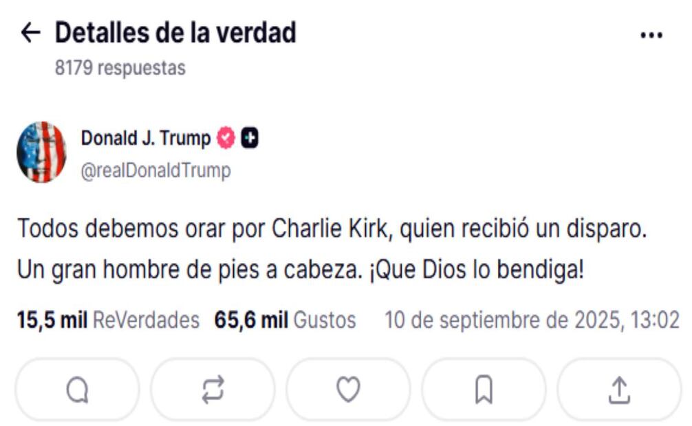 Posteo de Truth de Donald Trump. Foto: Captura de pantalla @realDonaldTrump