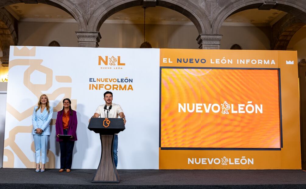 Samuel García durante conferencia en Nuevo León (14/08/2025). Foto: Especial