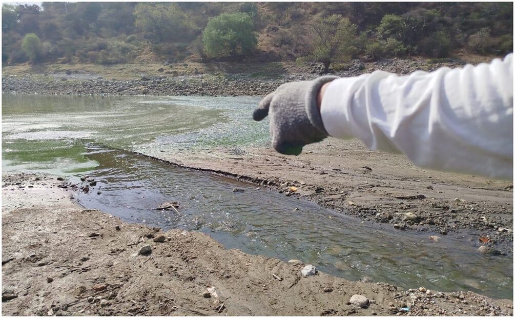 Analizan contaminantes de Presa Madín y el resultado se obtendrá en 20 días aproximadamente. Foto: Especial