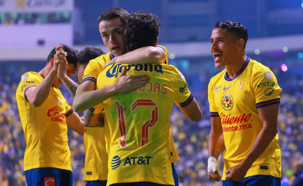 Jugadores del América en festejo, durante la Final de Ida del Apertura 2024 ante los Rayados de Monterrey - Foto: Imago7
