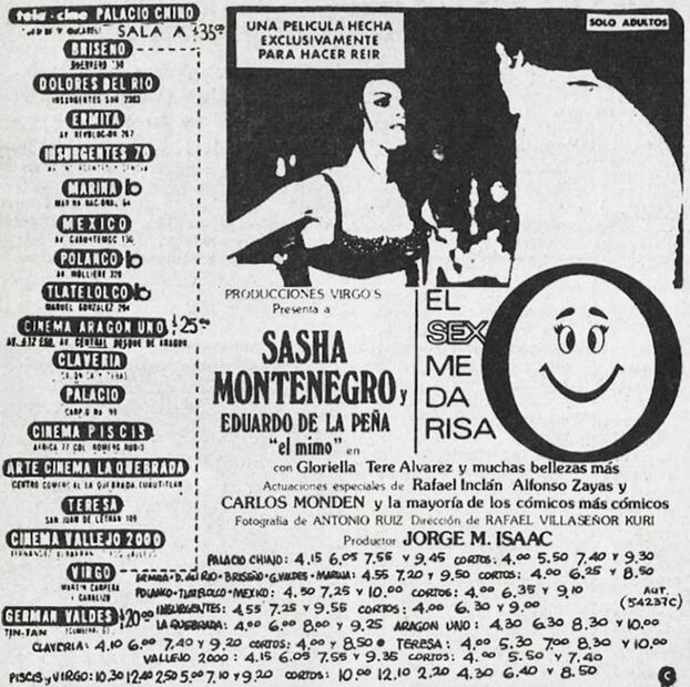 Según el artículo de Juan Jaime Ríos para EL UNIVERSAL, “El sexo me da Risa” era una “película mal realizada y plena de vulgaridad, no ha gustado a quienes la han visto”, evidenciando que las cintas de ficheras, fundadas por el productor Guillermo Calderón, “dejaron de engañar al público que pronto se cansó de la vulgaridad que en ellas se le daba”. Foto: Hemeroteca EL UNIVERSAL.