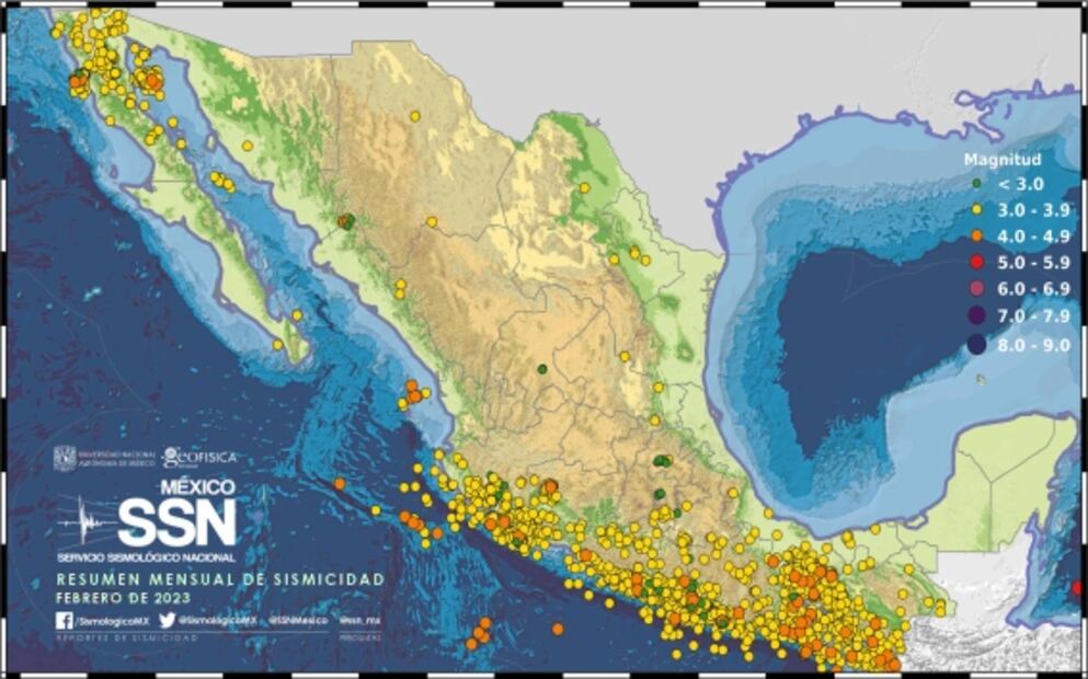 México registró más de dos mil sismos en febrero, ¿en qué estados se concentraron?