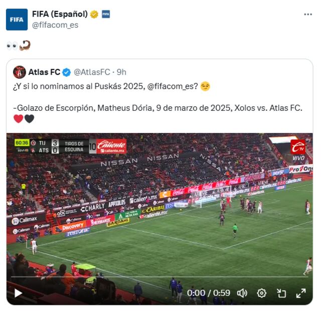 FOTO: ESPECIAL - FIFA aplaude gol de la Liga MX; podría recibir un premio internacional