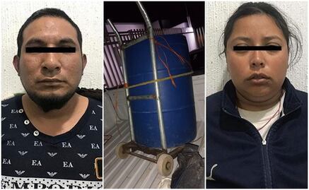 Detienen a pareja que llevaba en "diablito" tambo con cadáver de menor en Edoméx