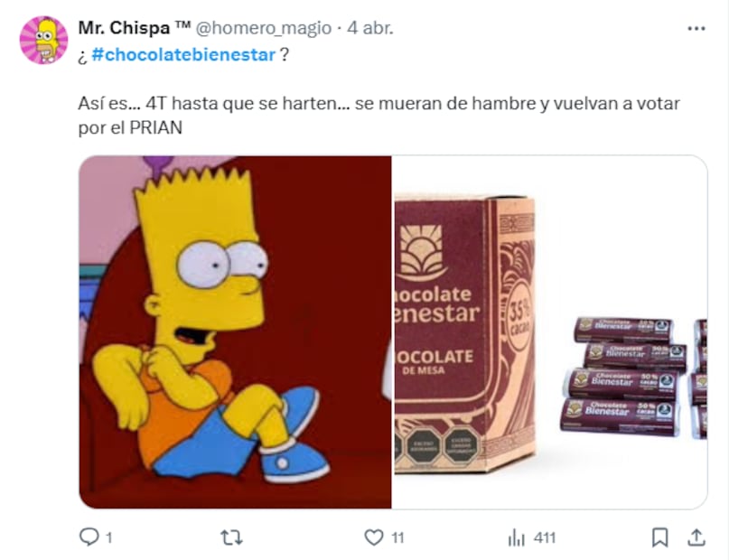 Memes del Chocolate del Bienestar. Foto: X