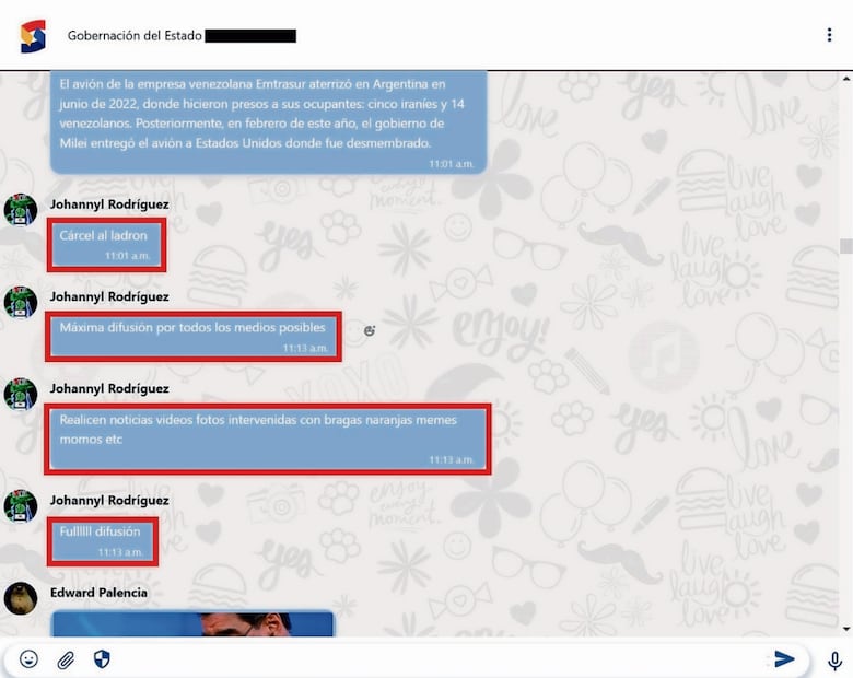 El viceministro de Comunicación e Información, Johannyl Rodríguez Rivero, desarrolló la Siscom; a través de la app se enviaron memes de Machado; la maquinaria comunicacional del chavismo también se extendió contra el gobierno de EU. Foto: Captura de pantalla