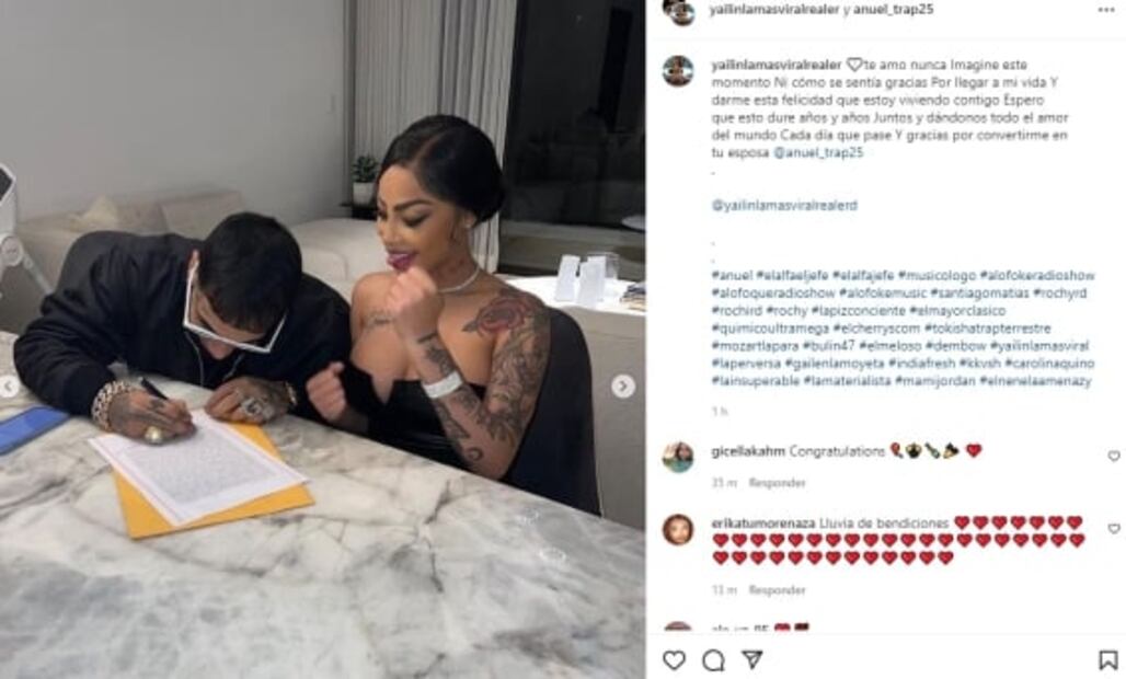 Anuel AA y Yailin La Más Viral presumen su boda en redes sociales