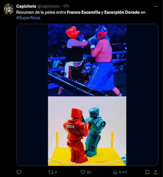 Los mejores memes que dejó el enfrentamiento entre Franco Escamilla y Escorpión Dorado. Foto: Captura de pantalla