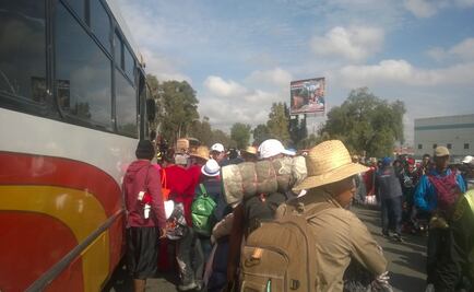 Caravana migrante llega a caseta de Tepotzotlán