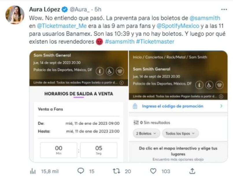 ¡Otra vez, Ticketmaster! Fans se quejan de preventa de boletos para Sam Smith 