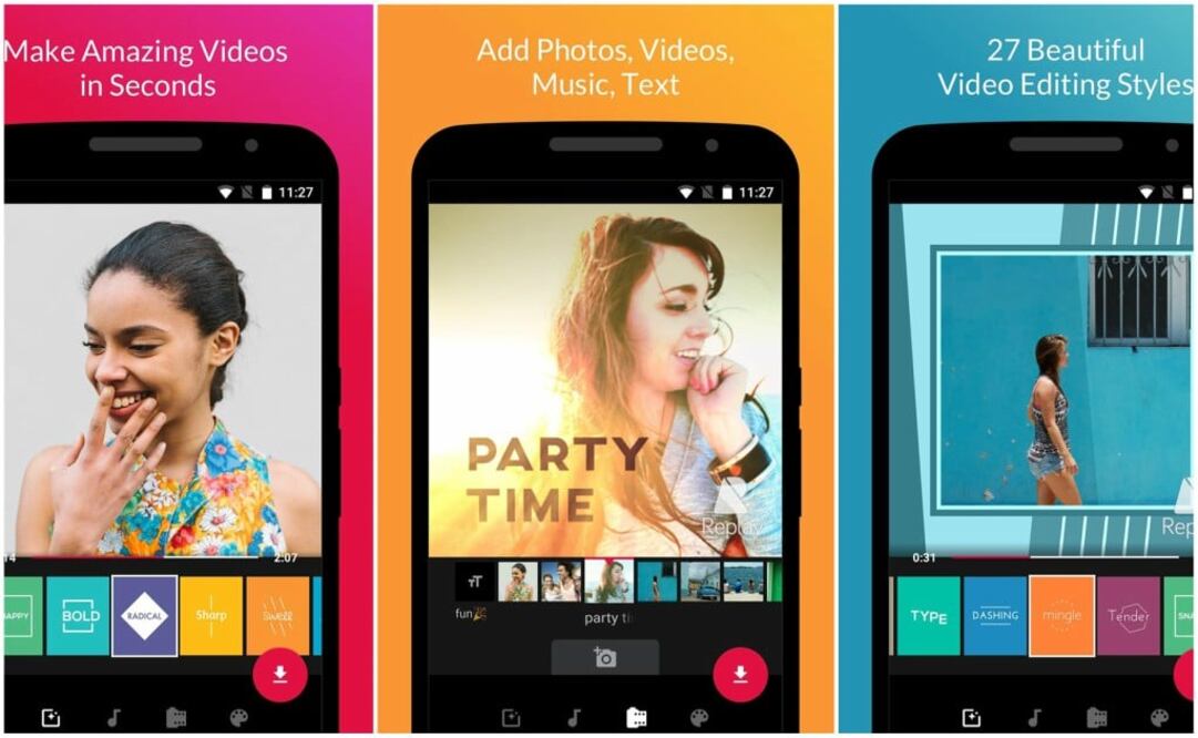 Quik analiza las fotografías y clips de video para encontrar los mejores momentos y automáticamente desarrollar un video completo con transiciones y efectos sincronizados