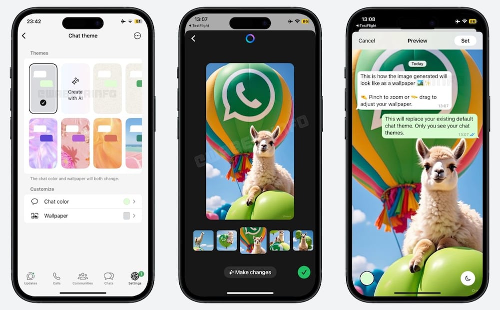 WhatsApp permitirá generar fondos de pantalla con Meta AI. Imagen: WABetaInfo