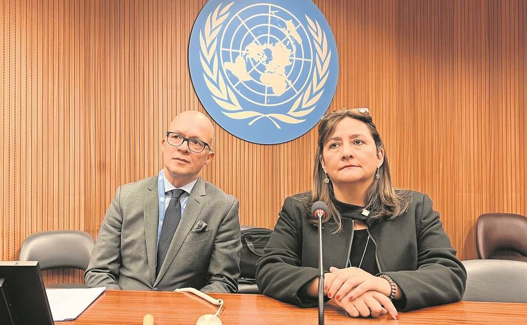 Los juristas Jan Simon y Angela Buitrago, miembros del Grupo de Expertos Independientes de la ONU sobre Derechos Humanos en Nicaragua, durante su comparecencia en Ginebra. Foto: Juan González Verano/EFE