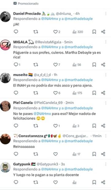 Estos son solo algunos de los mensajes que el INAH recibió tras publicar el video de Debayle. Foto: Capturas de pantalla.