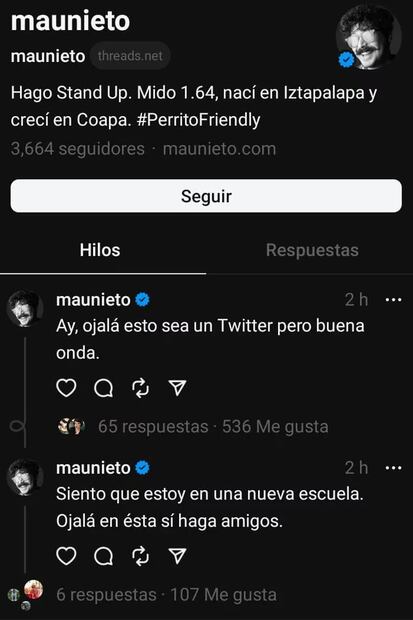 Mau Nieto en Threads. Fuente: Captura de pantalla en Threads