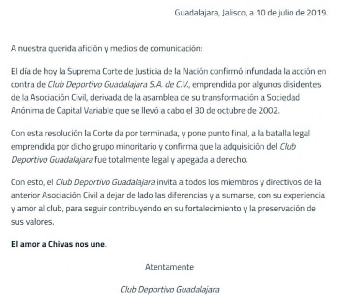SCJN falla en contra de Guadalajara A.C.; Vergara sale limpio