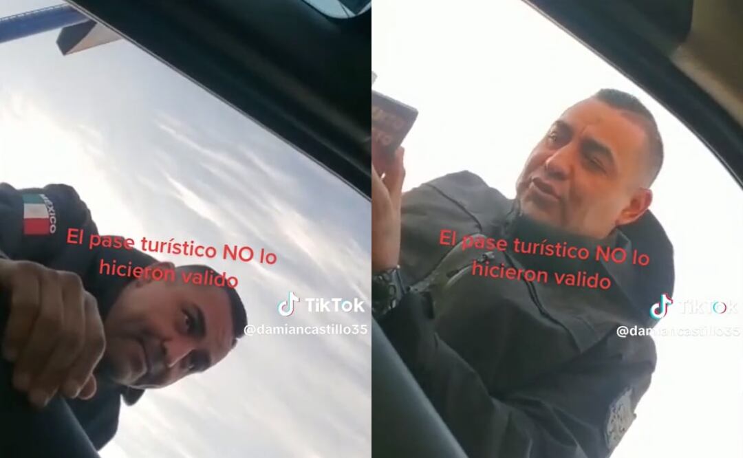 El presunto elemento de seguridad pedía un montó de 300 dólares para dejar circular libremente a dos turistas de Tamaulipas. Foto: Captura de video