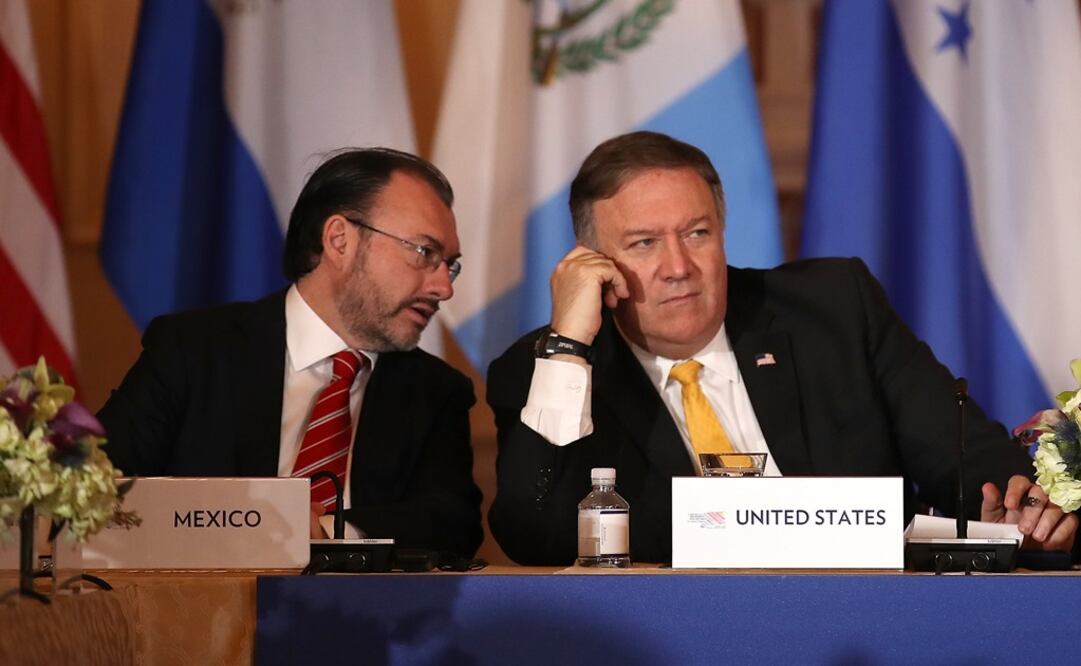 El canciller mexicano, Luis Videgaray, y el secretario de Estado de EU, Mike Pompeo. Foto: AFP