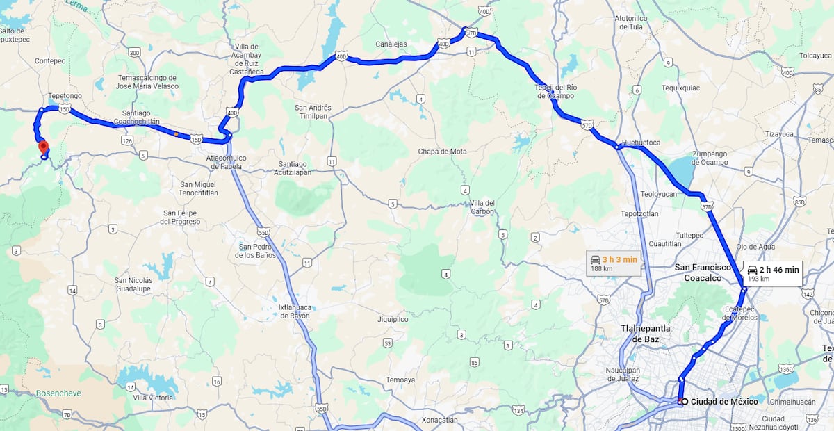 Ruta 1 a Tlalpujahua. Foto: Captura de pantalla