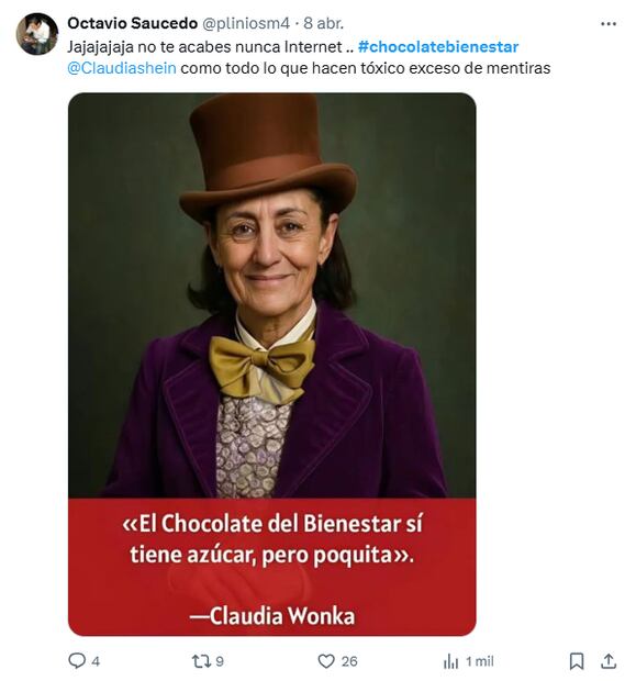 Memes del nuevo Chocolate del Bienestar. Foto: X