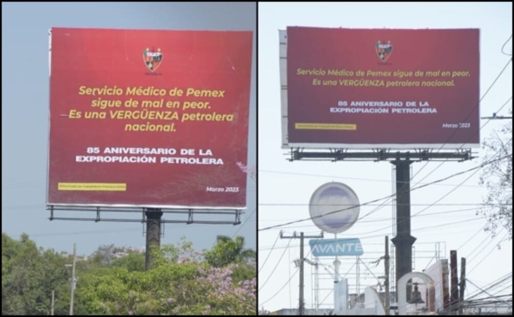 “Una vergüenza”: con espectaculares protestan por mal servicio en hospitales de Pemex en Tabasco