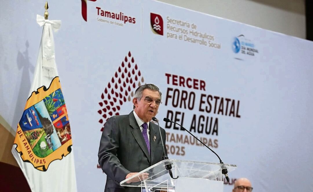 El gobernador Américo Villarreal destacó en el foro del agua, en el Polyforum, su respaldo al modelo hídrico propuesto por la Presidenta. Foto: Especial