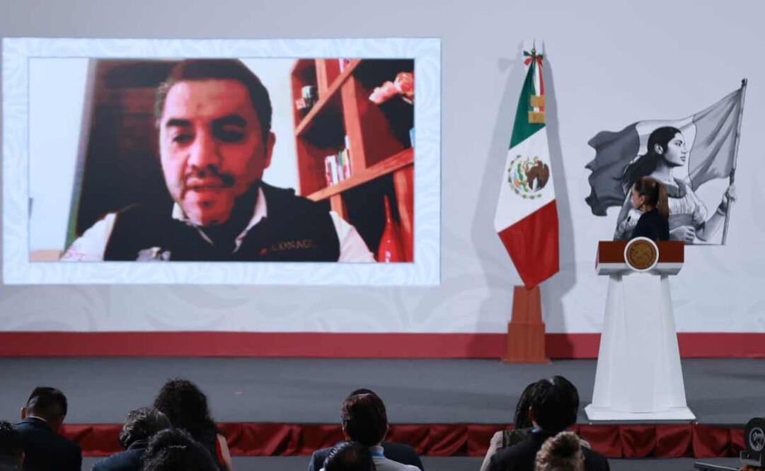 Efraín Morales, director de la Comisión Nacional del Agua (Conagua), durante la mañanera del 14 de octubre del 2025. Foto: Fernanda Rojas / EL UNIVERSAL.