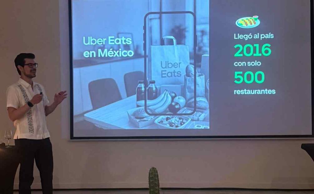 David Mínguez, gerente de comunicación de Uber Eats en México, en el anuncio de nuevas funciones desde Los Cabos / Foto: Cortesía
