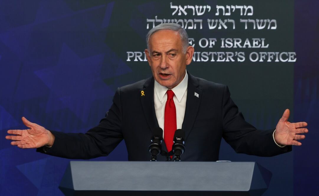 El primer ministro israelí, Benjamin Netanyahu, habla durante una conferencia de prensa en Jerusalén, el miércoles 21 de mayo de 2025. Foto: AP