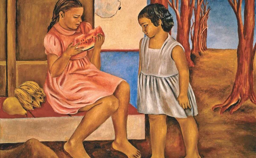 Izquierdo hizo carrera con pintura de caballete porque no le permitieron hacer murales. Imagen: Niñas con sandía  1946  Óleo sobre tela  64.8 x 85.2 cm, de María Izquierdo vía colección de arte Sura