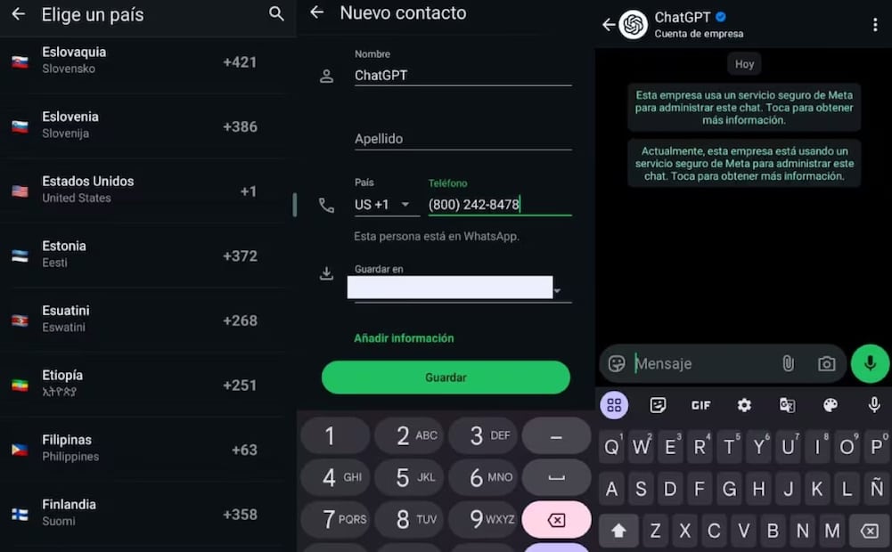 Paso a paso: cómo hablar con ChatGPT desde WhatsApp. Imagen: captura de pantalla