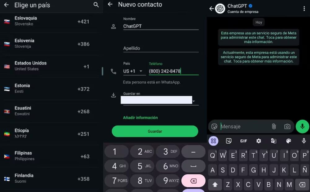 Paso a paso: cómo hablar con ChatGPT desde WhatsApp. Imagen: captura de pantalla