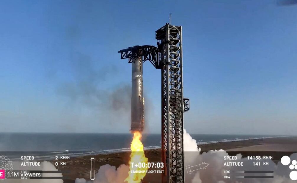 Lanzamiento de un cohete de Space X en Texas. (06/03/25) Foto: AFP