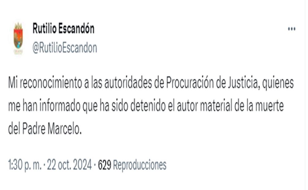 Detienen al presunto autor material del asesinato del Padre Marcelo Pérez en Chiapas. Foto: Captura de pantalla