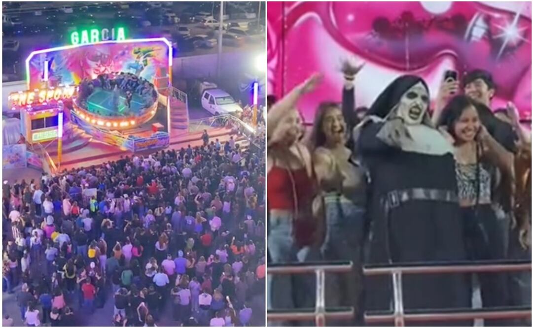 ¿Ya es toda una celebridad? Este es el numeroso público que asiste a la feria para ver bailar a la monja más viral. Foto: Capturas de TikTok @angelchavezfelix y espectacularesgarcía