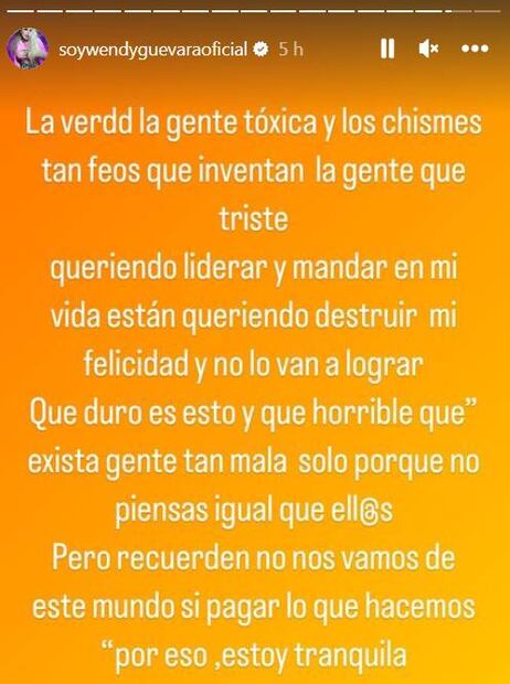 Wendy Guevara manda mensaje de hartazgo.