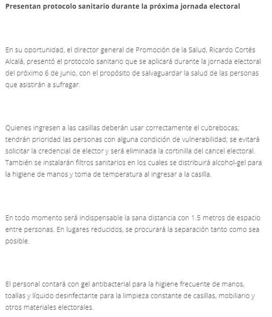 No pedir credencial de elector a votantes, señala protocolo de Salud para próximas elecciones