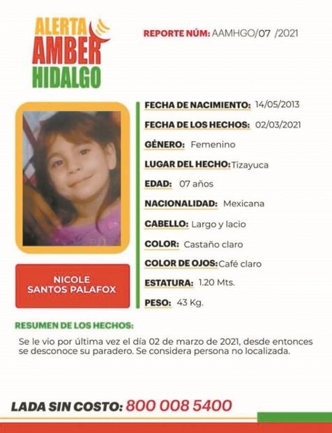 Buscan a Nicole; la niña lleva 10 días desaparecida
