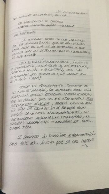 "Mi detención fue humillante"; AMLO revela carta que Cienfuegos le mandó de puño y letra