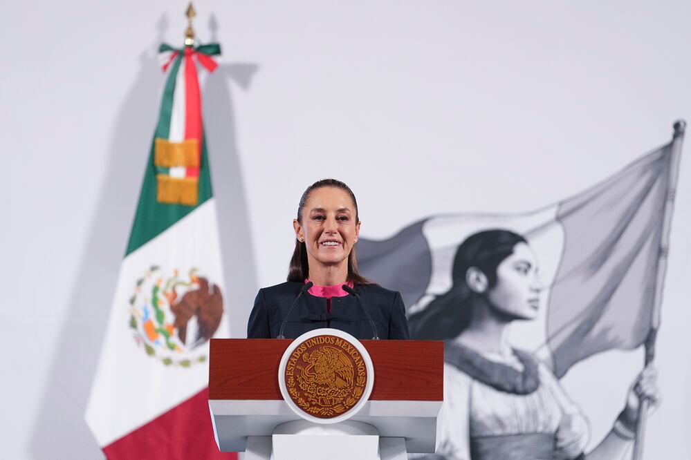 Claudia Sheinbaum, presidenta de México, durante la mañanera del 31 de marzo del 2025 en Palacio Nacional. Foto: Presidencia