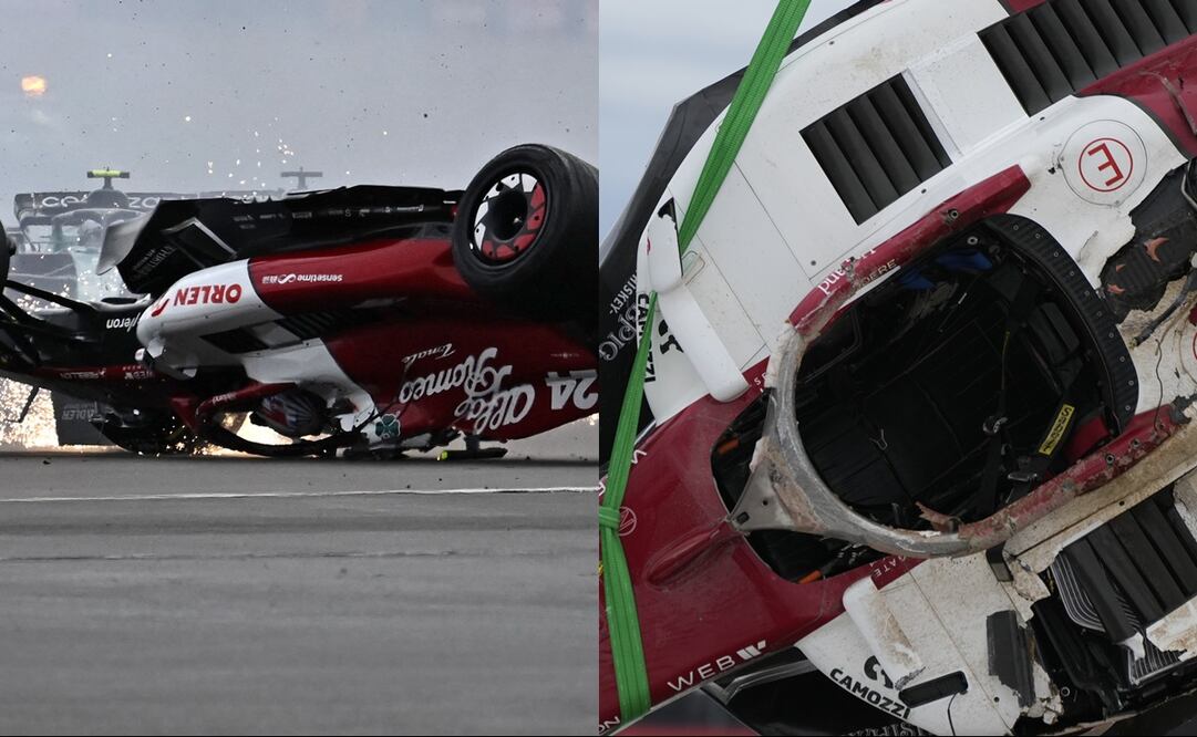 Monoplanza de Zhou Guanyu tras el accidente - FOTO: Especial