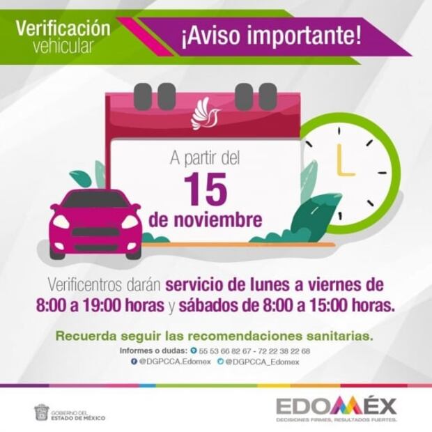Verificentros en el Estado de México regresarán a su horario habitual