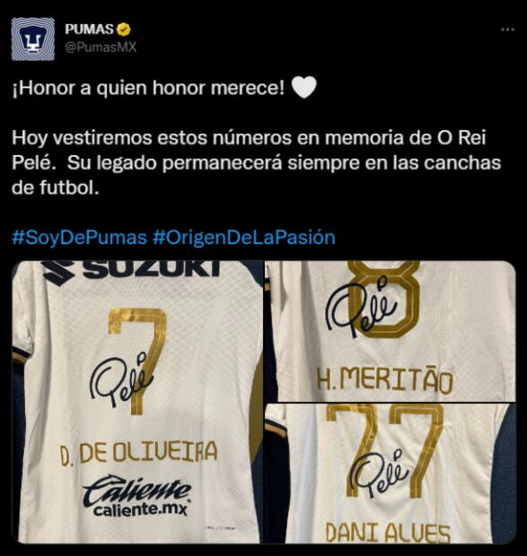 Pumas rinde homenaje a Pelé en su jersey 