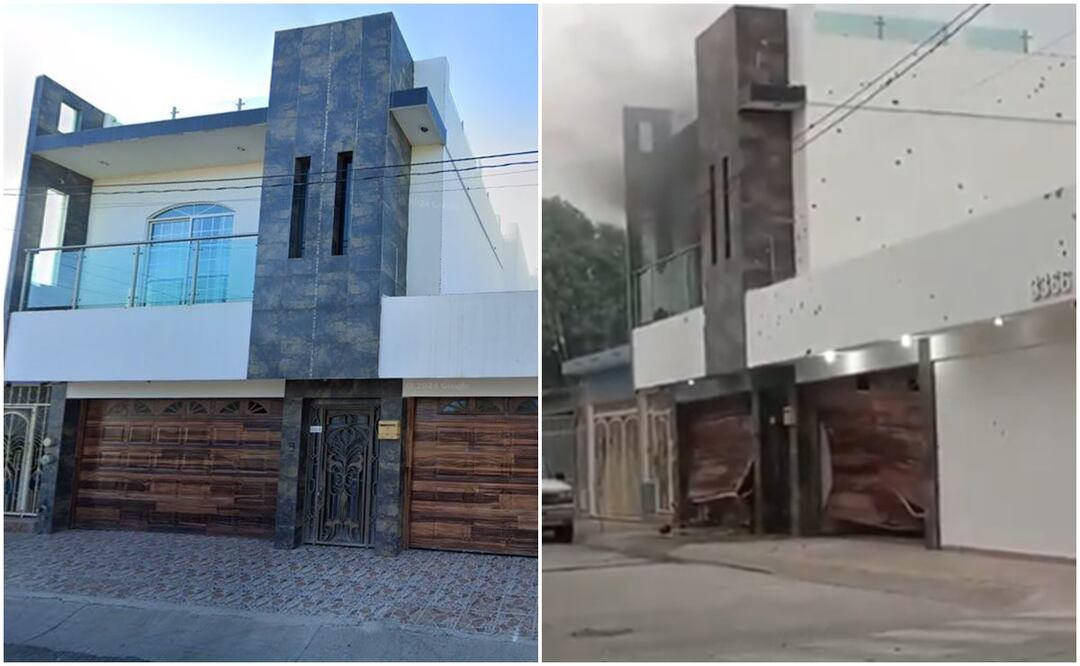 Te contamos cómo fue el antes y después de la casa de Markitos Toys tras el ataque armado en Culiacán. fotos: Google Maps / Redes Sociales.
