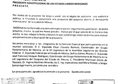 Morena formaliza a gobierno petición de reunión por NAICM
