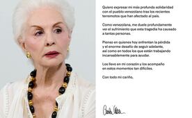 Carolina Herrera expresa su apoyo a Venezuela: “Los llevo en mi corazón”
