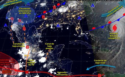 Clima hoy 16 de agosto: Prevén desplazamiento de onda tropical 16 y lluvias por monzón mexicano