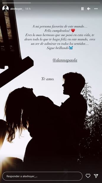 Alex Hoyer, novio de Danna Paola, le envía amorosa felicitación por su cumpleaños