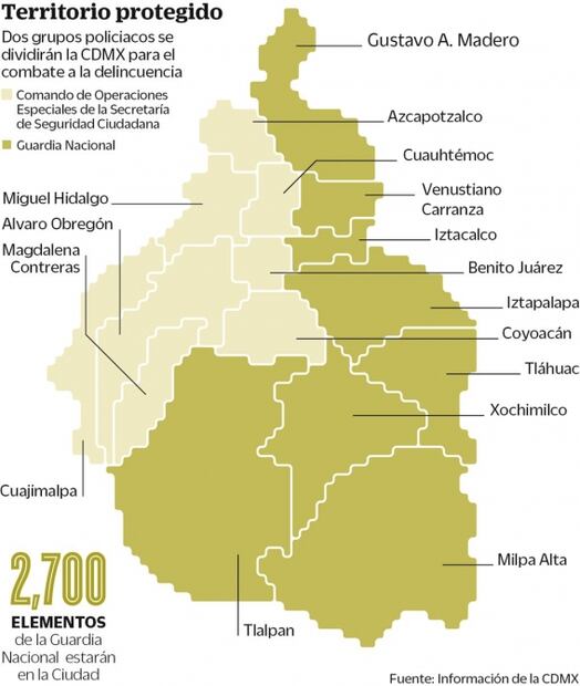 Guardia Nacional reforzará seguridad en 8 alcaldías
