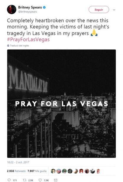 Famosos lamentan tiroteo en Las Vegas